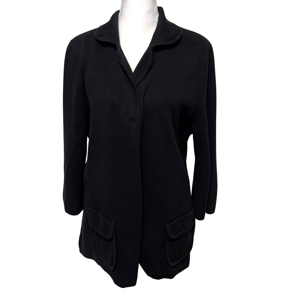 Aubergene Womens‎ Jacket Snap Button Front Cardigan Pockets Cotton Black XL